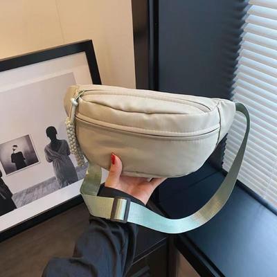Fanny Packs Solid Color Chest Bag Half Mo Bag Korean Style Banana Bag Crossbody Bag Large Capcity Running Waist Bag Shopping