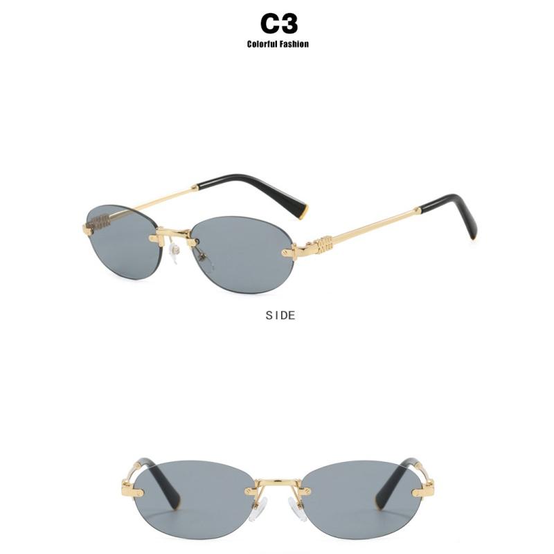Damskie okulary przeciwsłoneczne, owalne bezramkowe okulary przeciwsłoneczne, modne okulary przeciwsłoneczne