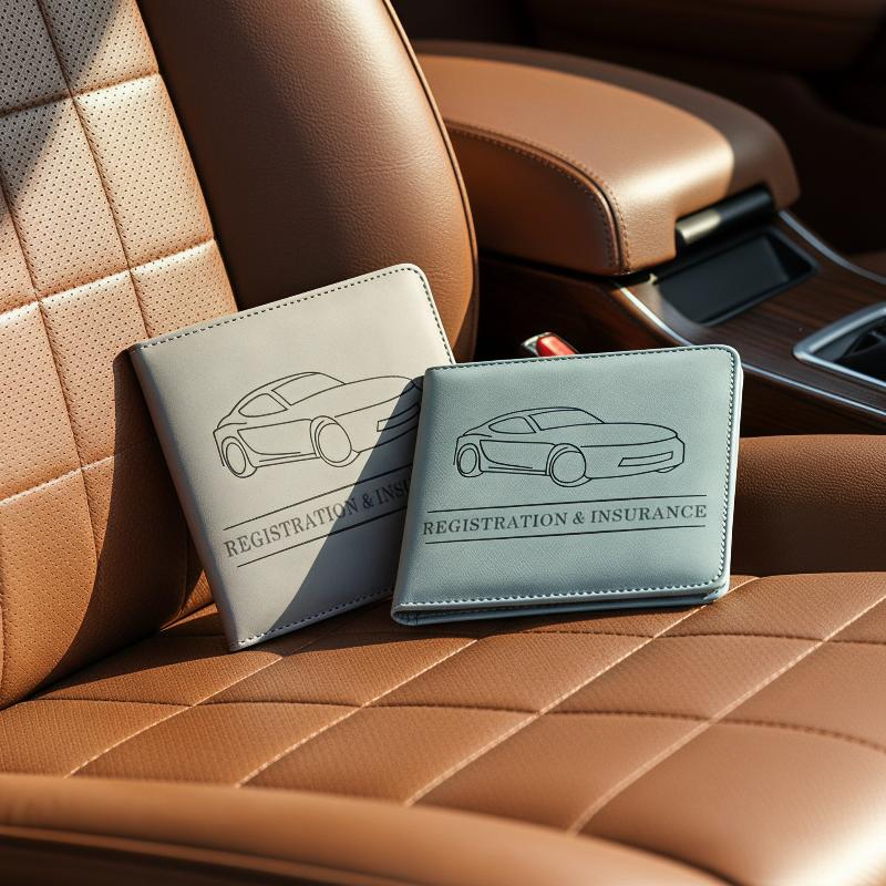Porta-Documentos de Registro de Veículo, Carteira de Motorista e Cartão de Seguro Couro PU Organizador de Documentos Automotivos para Porta-Luvas do Carro