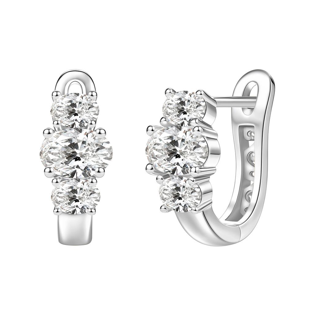 New Luxury Earrings 14K Gold Filled 0.5ct Oval Moissanite Clip-On Earrings Trendy Party Engagement Mother's Day Gift