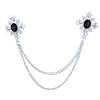Fashion Cross Collar Chain Gothic Rhinestone Cross Collar Pin with Fringe for Men Women Bohemian Shirt Accessory Brooch Lapel Pin