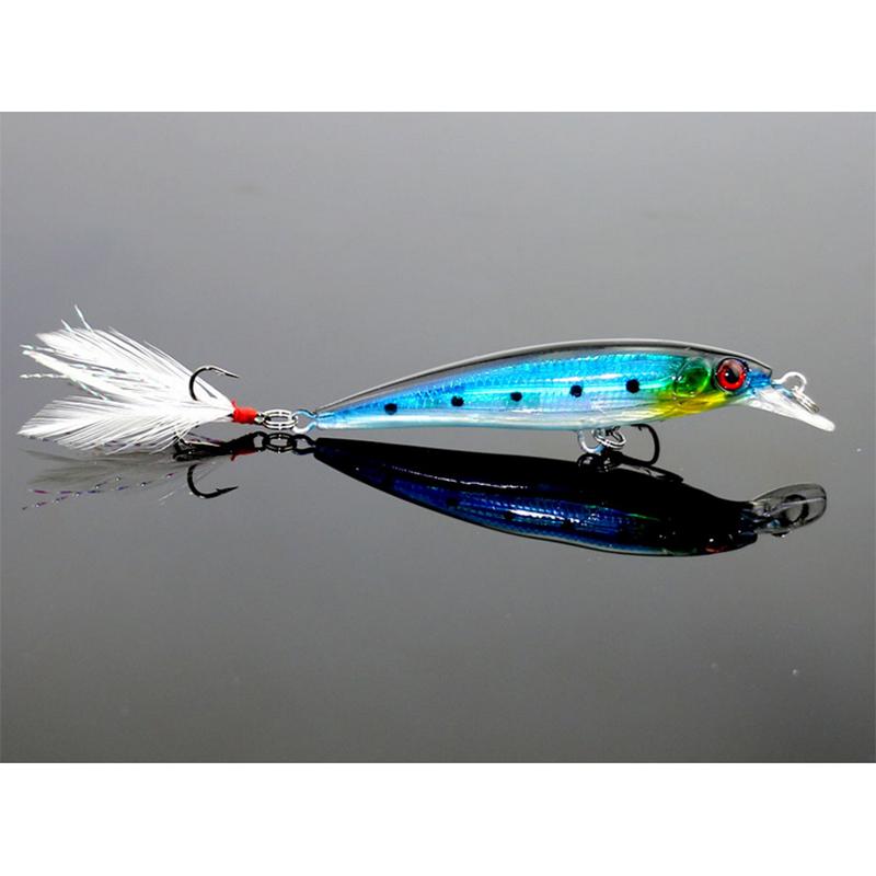 10 Stück Minnow Angelköder Set 9cm 8g Künstlicher Hartköder mit Feder Doppelhaken Swimbait