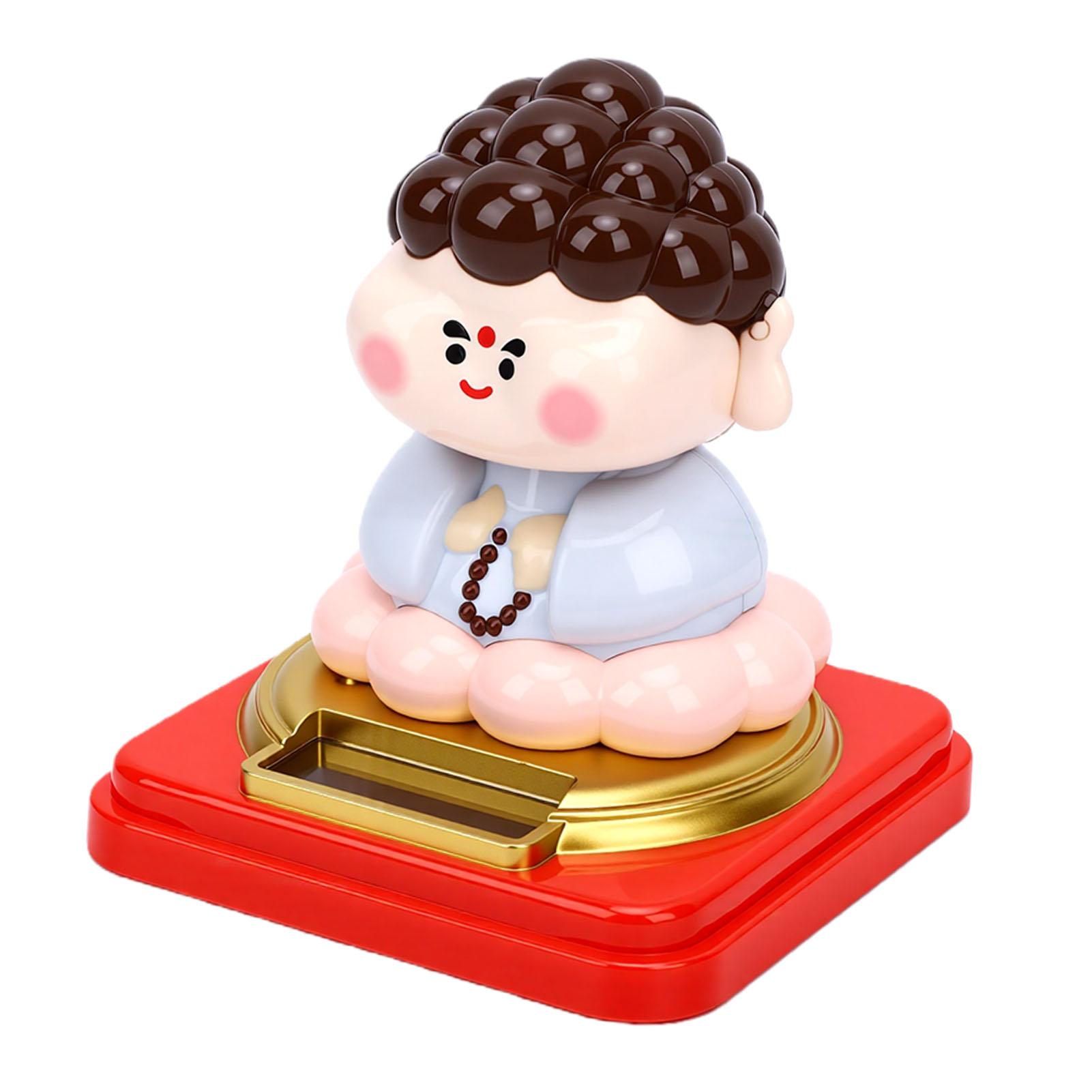 Figurine de Tathagata à bascule alimentée par énergie solaire Ornement de tableau de bord de voiture Décoration de bureau à domicile pour la richesse la bonne fortune