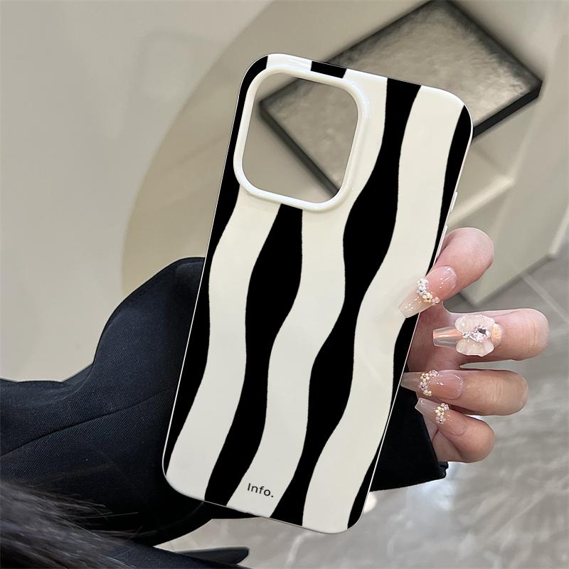 Fashion Simple Black Wavy Striped Phone Case For iPhone 16 17 15 14 13 12 11 Pro Max 16E 17Air Shockproof Protect Soft Cover