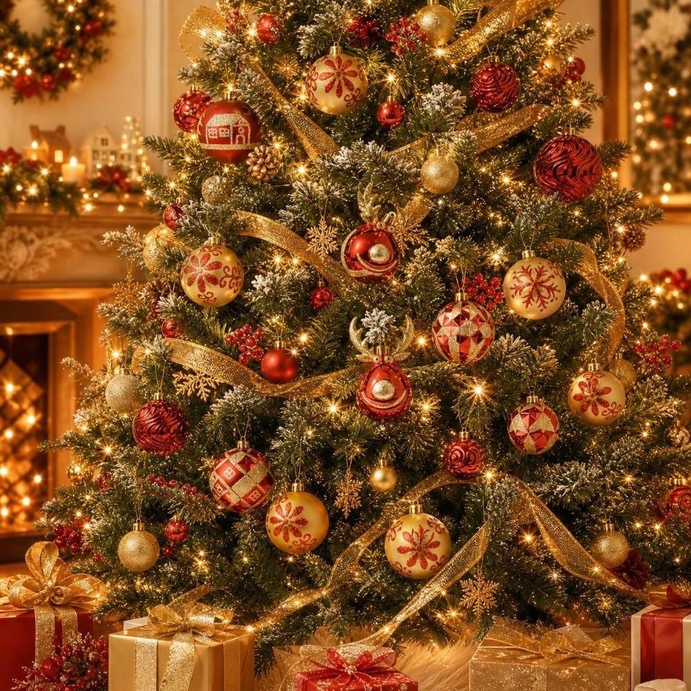 22Pcs/Set Creative Christmas Tree Balls Shiny Xmas Baubles Durable Christmas Ball  Scene Supplies