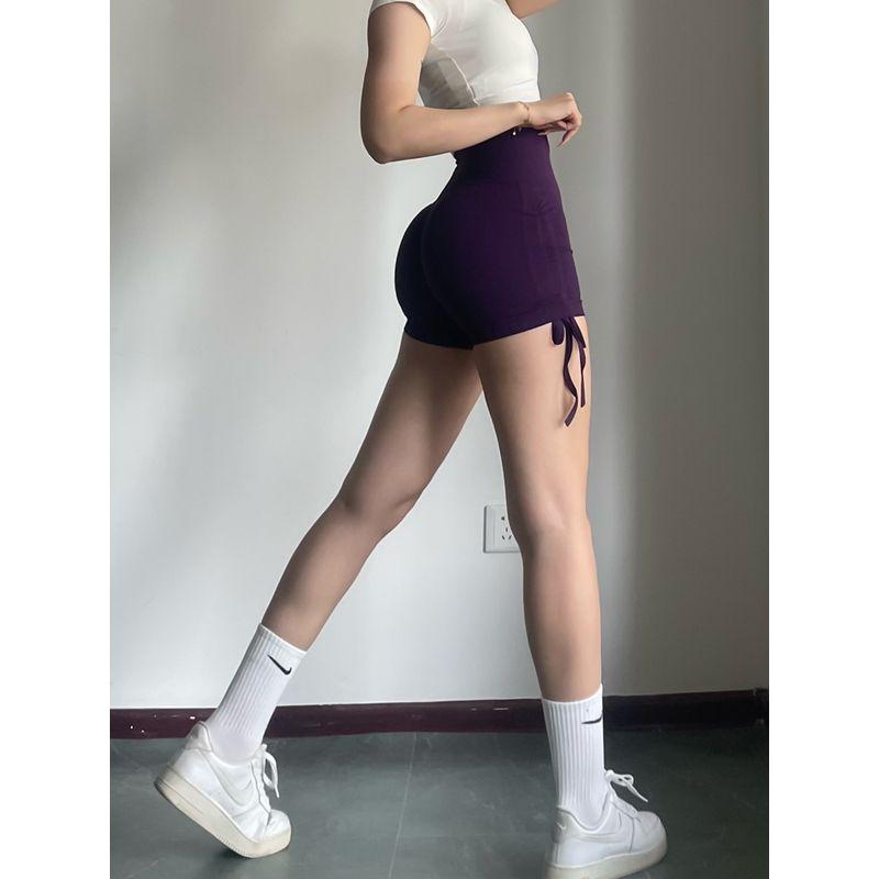 Buttock Lifting Peach Pants Yoga Shorts Drawstring High Waist Seamless Knitted Fitness Pants Hip-Showing Exaggerates Hips Sports Three-Point Pants