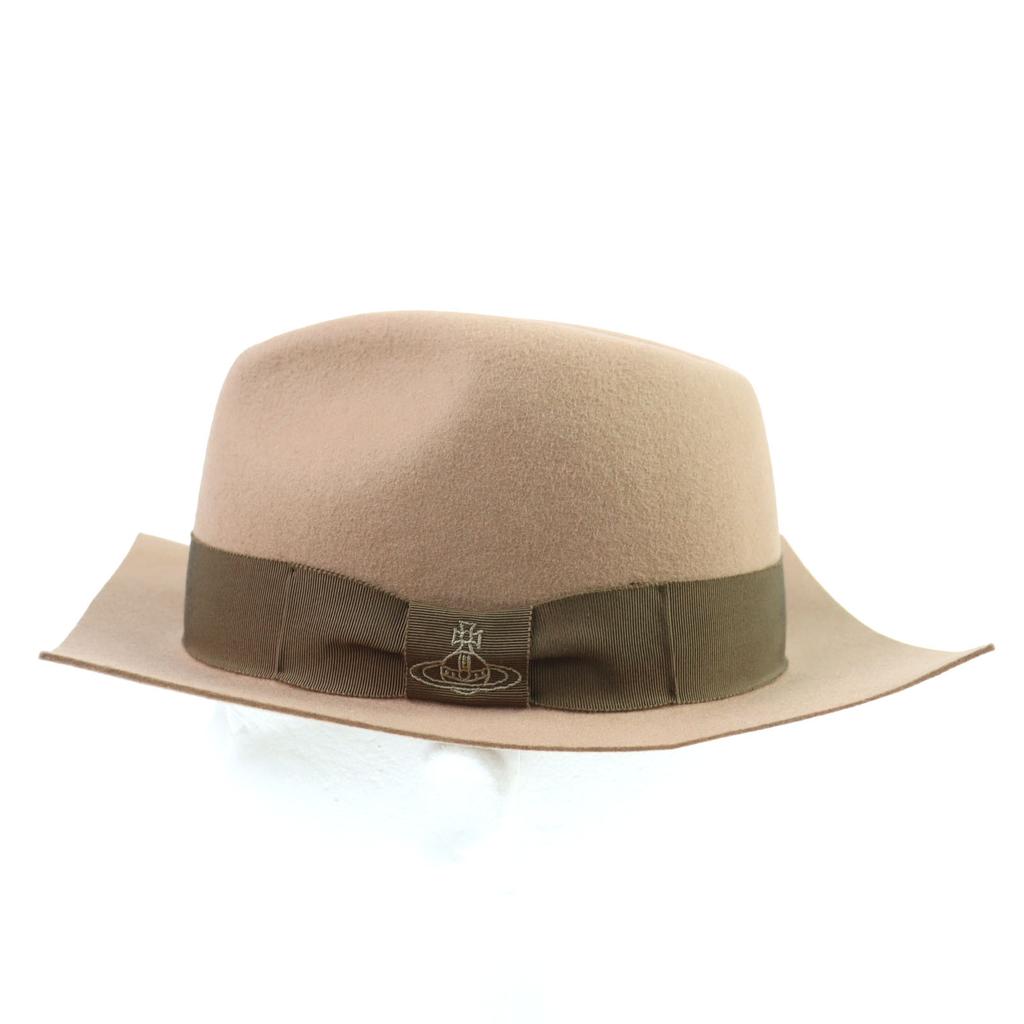 Excellent Vivienne Westwood hat  Ribbon Felt Square Brim Fedora 219161 VH36 Used