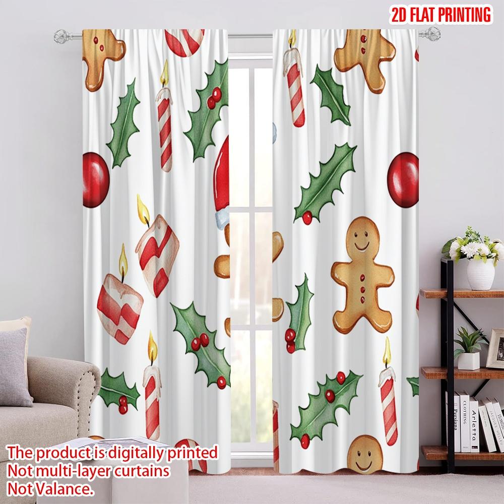 

2pcs,2D plane printing Curtains Christmas Candies Ornaments Trees (4) Polyester (without rod) All Seasons for Living Room & 52.50 × 116.00 cm 2 pcs
