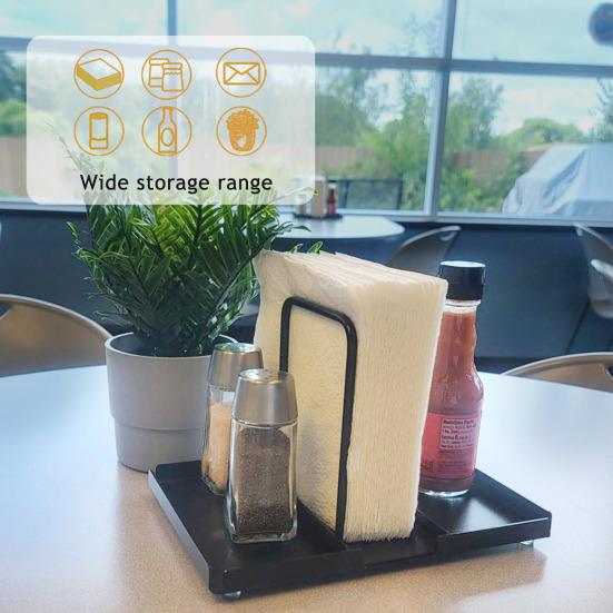 Servilletero de Metal Negro Dispensador de Almacenamiento de Servilletas Fácil de Limpiar Soporte para Servilletas Decoración para Cocina Mesa de Comedor Picnic
