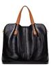 Sac cabas mère-fille de luxe en cuir véritable bicolore: Sac à bandoulière grande capacité pour femmes