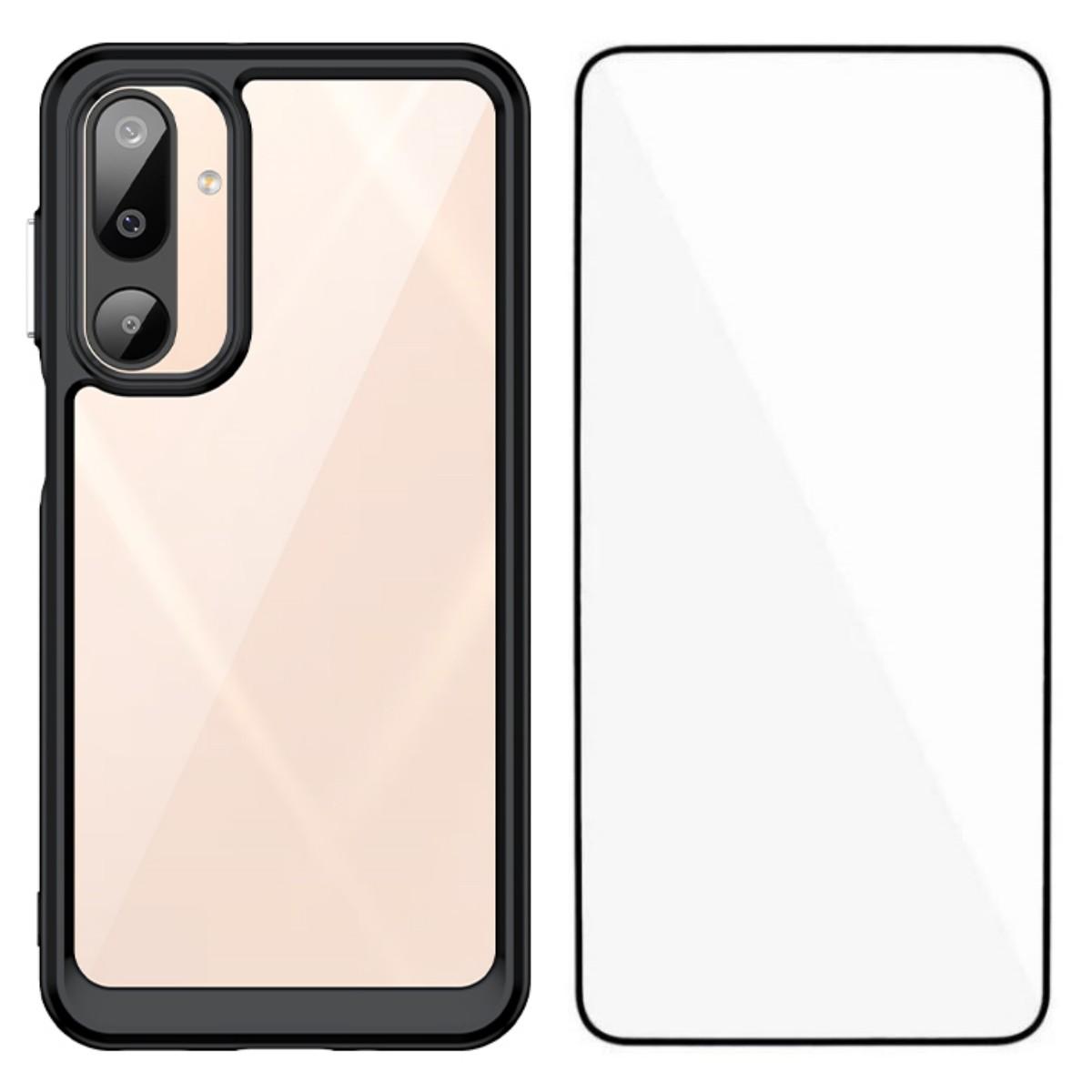 

Чехол для телефона Samsung Galaxy M16 5G WANLONFENG Серия XC ТПУ Акриловая крышка с закаленным стеклом (Большое отверстие для линзы) Black