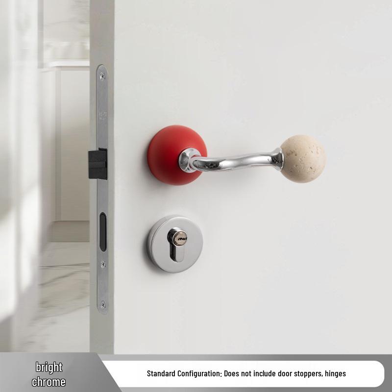 Bureau White Travertine Magnetic Silent Door Handle for Modern Luxury Bedrooms