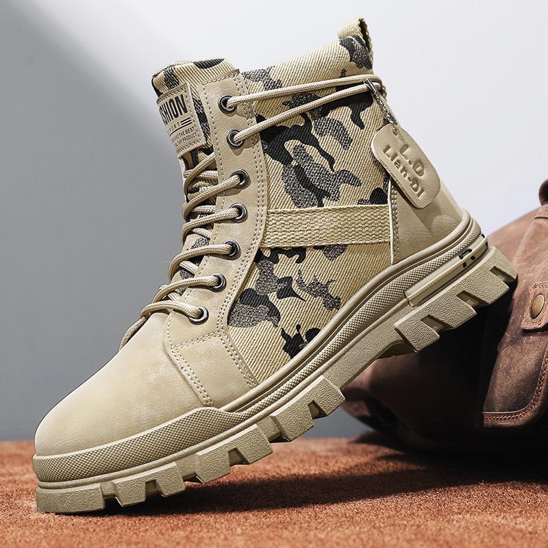 

Ботинки мартин мужские осенне-зимние высокие ретро повседневные кожаные ботинки мужские уличные увеличивающие рост полусапоги 46 хаки