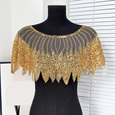 Embroidered Front and Back Shawl High-end Ethnic Style Clothing Appliques Sequins Beads Decoration Fake Collar