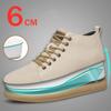 Genuine Pig Leather Height Increasing Sneakers Men All-match Casual Shoes Increase Insole 6cm Luxury Brand Lift Men Shoe