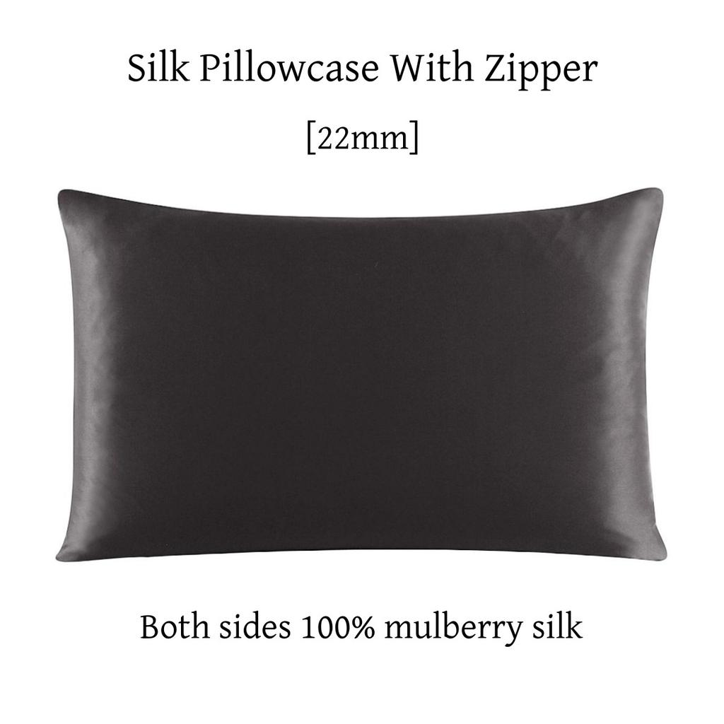 22 Momme Silk Zipper Pillowcase 1pc 100% Nature Mulberry Silk Muticolor Pillow Case For Healthy Standard Queen King