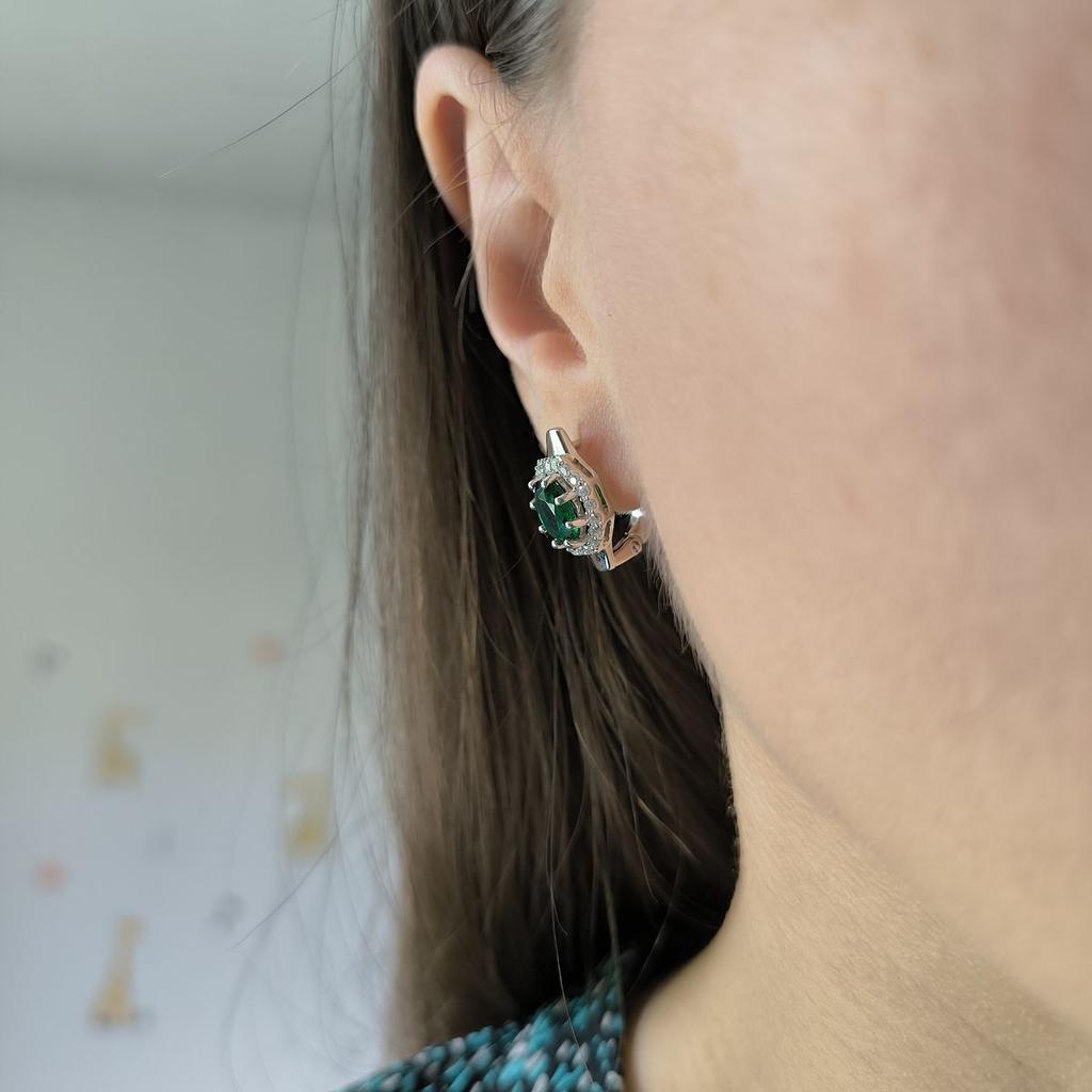Silver Earrings with Nano Emerald 2.802ct (2192183)