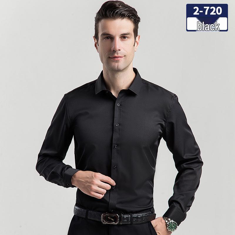 

Men s Slim-fit Long-sleeved Business Shirt - Formal Black or White 3XL