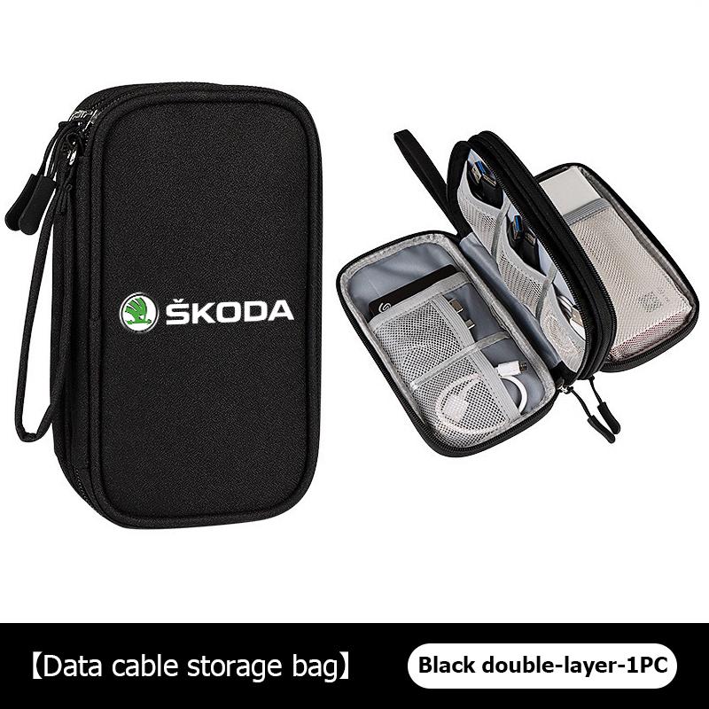 AAABR1 Travel Portable Digital Accessories Storage Bag Organizer For Skoda Kamiq Karoq Octavia 2 3 Rapid Scala Kami Fabia VII VRS