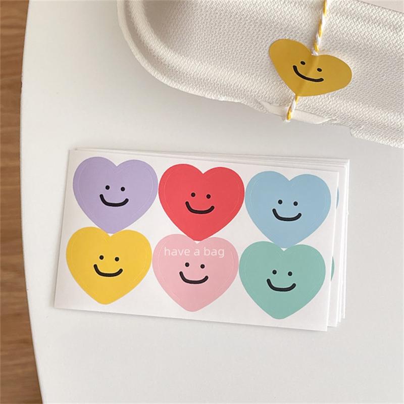 Korean Style Smiley Face Stickers: Colorful, Cute Round Labels for Gift Seals