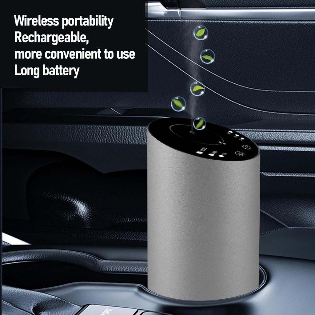 Car Aromatherapy Diffuser with Timer Low Noise Anti Leakage Aluminum Alloy Portable Waterless Car Diffuser for Bedroom Living Room Office