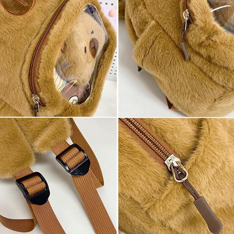 Cartoon Cute Capibara Capybara Plush Large Capacity Backpack Students Attend Class School Bag
