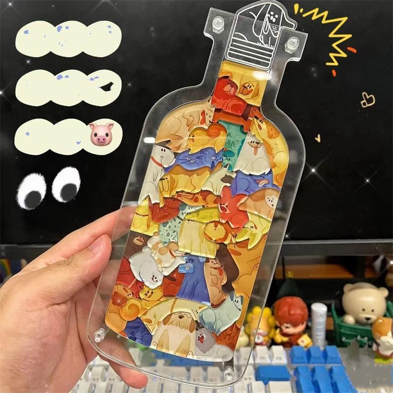 

Акриловая бутылка Standee 3D креативный головоломка Подарочный набор DIY головоломки милый котенок щенок Свинья украшения игрушки подарки на день рождения
