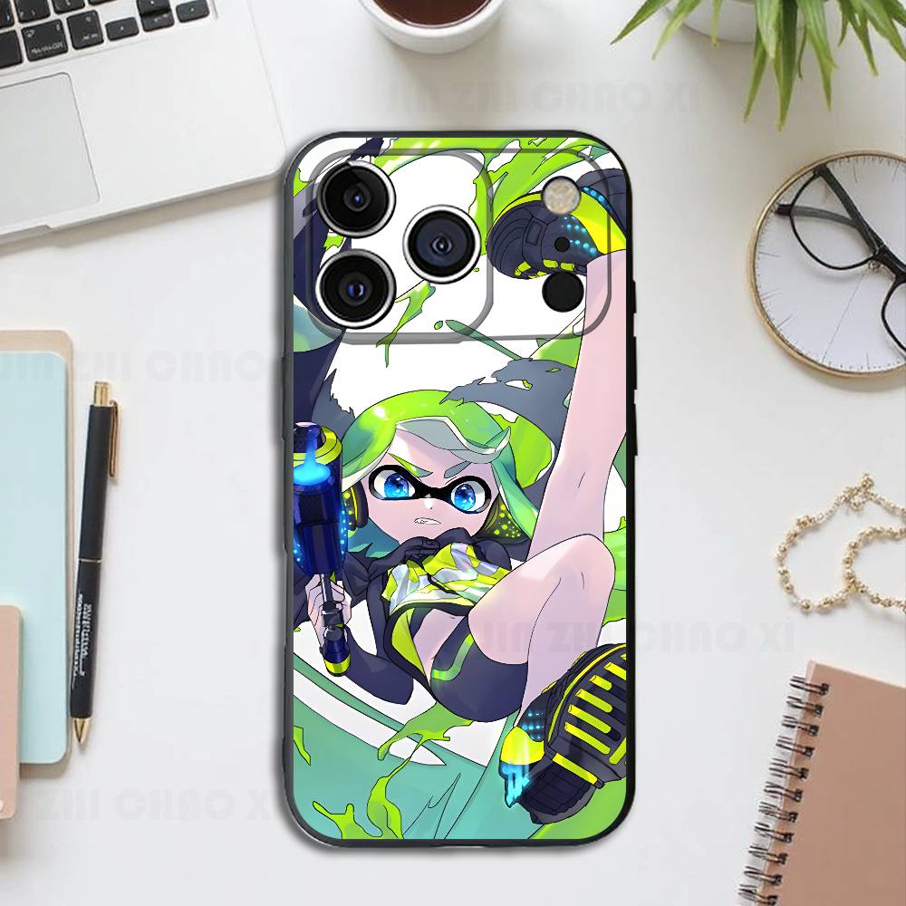Game S-Splatoon Black Phone Case For IPhone 17 16 15 14 13 12 13 12 11 Pro Max Plus XS XR Silicone Soft Back Cover