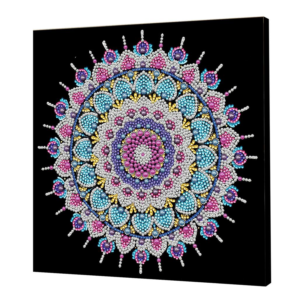 DIY Mandala Perlenpunktmalerei für Erwachsene/Anfänger Geschenk Heimdeko Perlen Edelstein Malereien Bild Kunsthandwerk 25x25cm Mit Rahmen