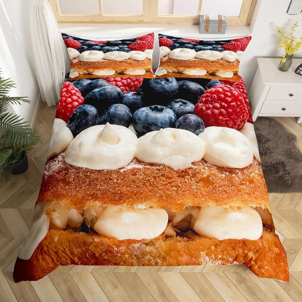 Sushi Duvet Cover Set Full QueenJapanese Food Bedding Set 3D Food Themed Bedspread Cover Realistic Food Room Decor Quilt Cover