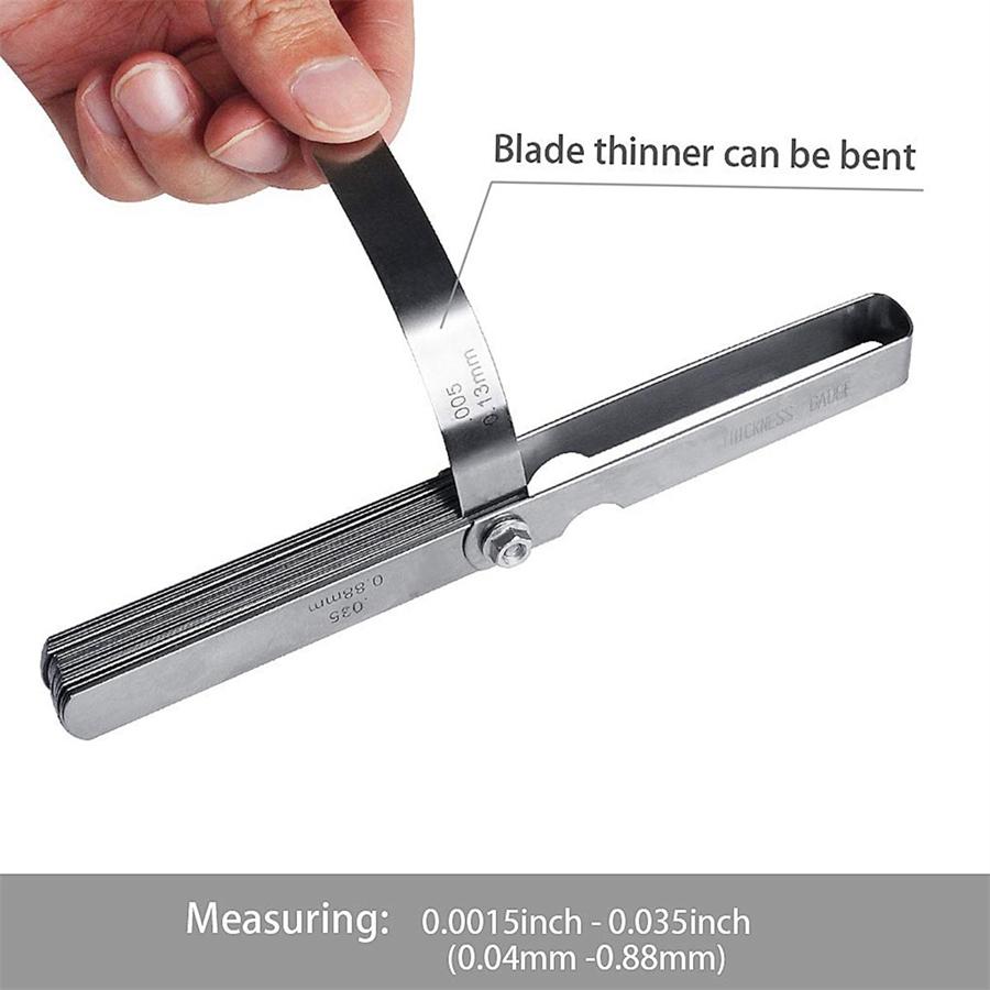 Neuer metrischer Dicke Fühlerlehre 32 Blätter Set Ventilschaft mit Messwerkzeug für Spalt aus Messing Bereich 0,04 mm 0,88 mm Ventil Motorrad Messung