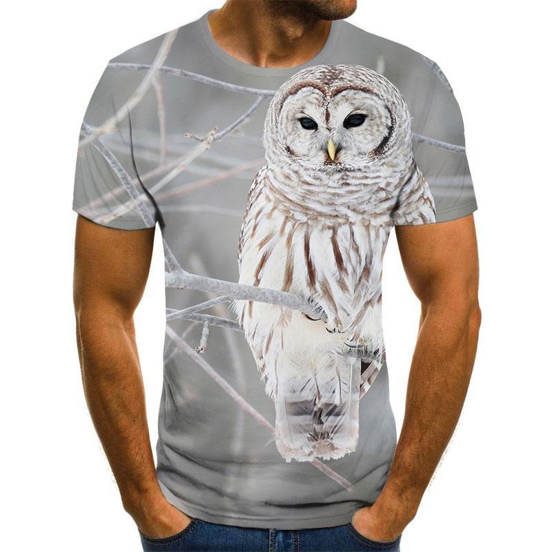 Summer Round Neck Cute Animal Pattern 3D Print Top Fashionable Casual Short Sleeved Men's T-shirts