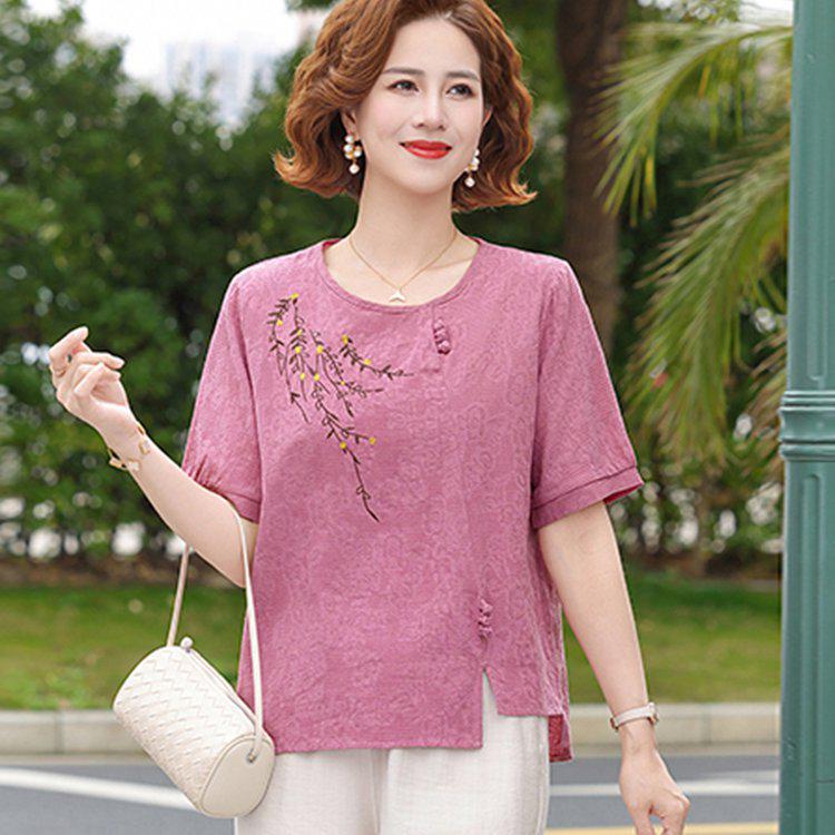 Women's Casual Summer Short-Sleeve Loose T-Shirt for Middle-Aged & Elderly
