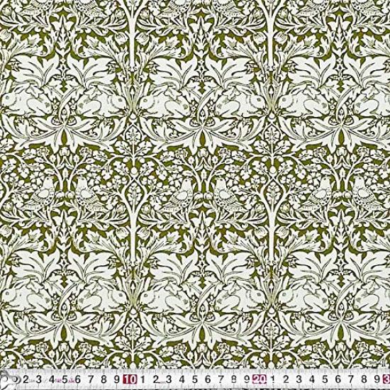 William Morris Brothers Rabbit Cotton Print 110cm Wide x 1m Best of Morris Fabric, Olive, Pre-Cut, 3948m,