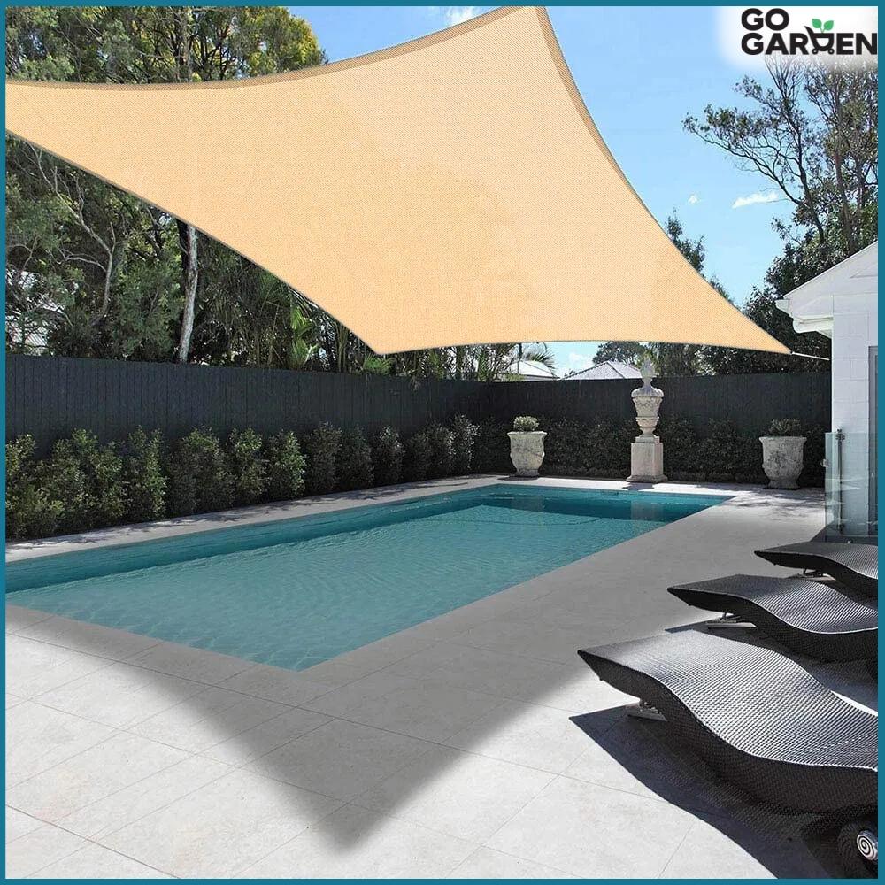 Large garden shade sail, beige, waterproof, awning, cover, 3x5 m