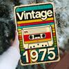 Vintage Style Metal Sign - Iron, 1975, Rustic Metal Wall Decor - Perfect for Home, Farmhouse Walls, Retro Cassette Tape Design