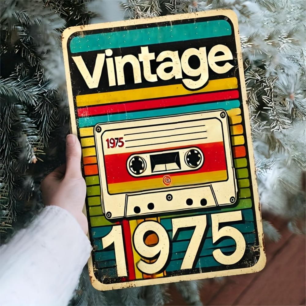

Vintage Style Metal Sign - Iron, 1975, Rustic Metal Wall Decor - Perfect for Home, Farmhouse Walls, Retro Cassette Tape Design 20x30cm（7.8x11.8inch）