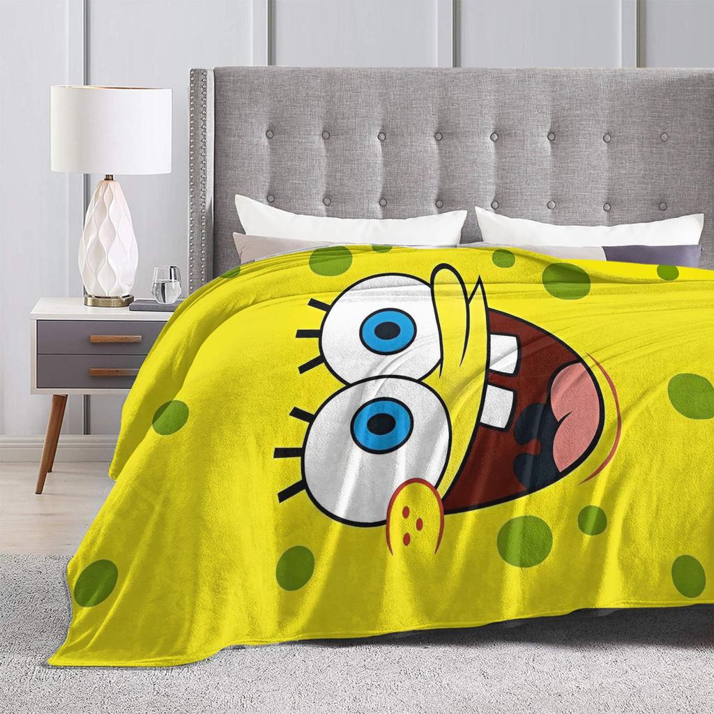 Cute Funny SpongeBob Cartoon Blanket Plush Awesome Soft Throw Blankets for Bedspread Spring Autumn