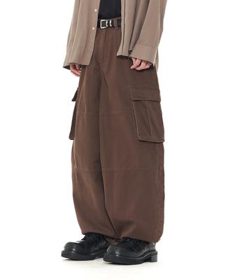 Gicheol Hardtack Balloon Denim Pants (Brown)