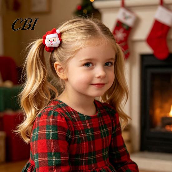 Childlike Hair Ornaments for Christmas Photos Flannel Tie Girls, Soft Scrunches with Reindeer/Christmas Tree/Gift/ Santa Scrunchies Girls Claus
