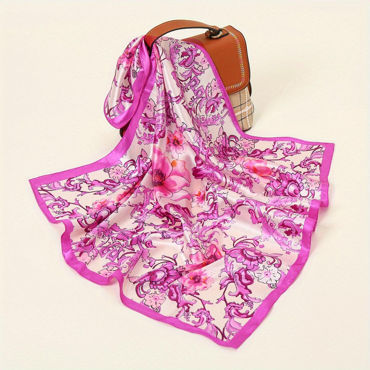 

Versatile Silk Scarf Women Large Shawl Floral Print Stoles Square Bandanna Luxury Brand Kerchief Female Foulard Muffler 60*60cm