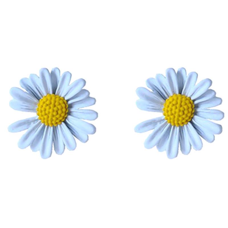 

Корейские серьги-лепестки маргаритки: Серебро S925, простой и свежий дизайн синий