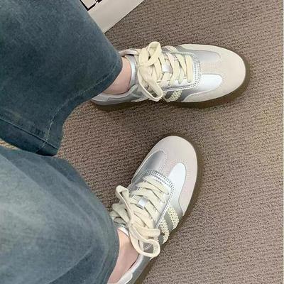 Silver German Training Shoes Women's New Spring Platform Versatile Low-top Original Niche Casual Retro Board Shoes