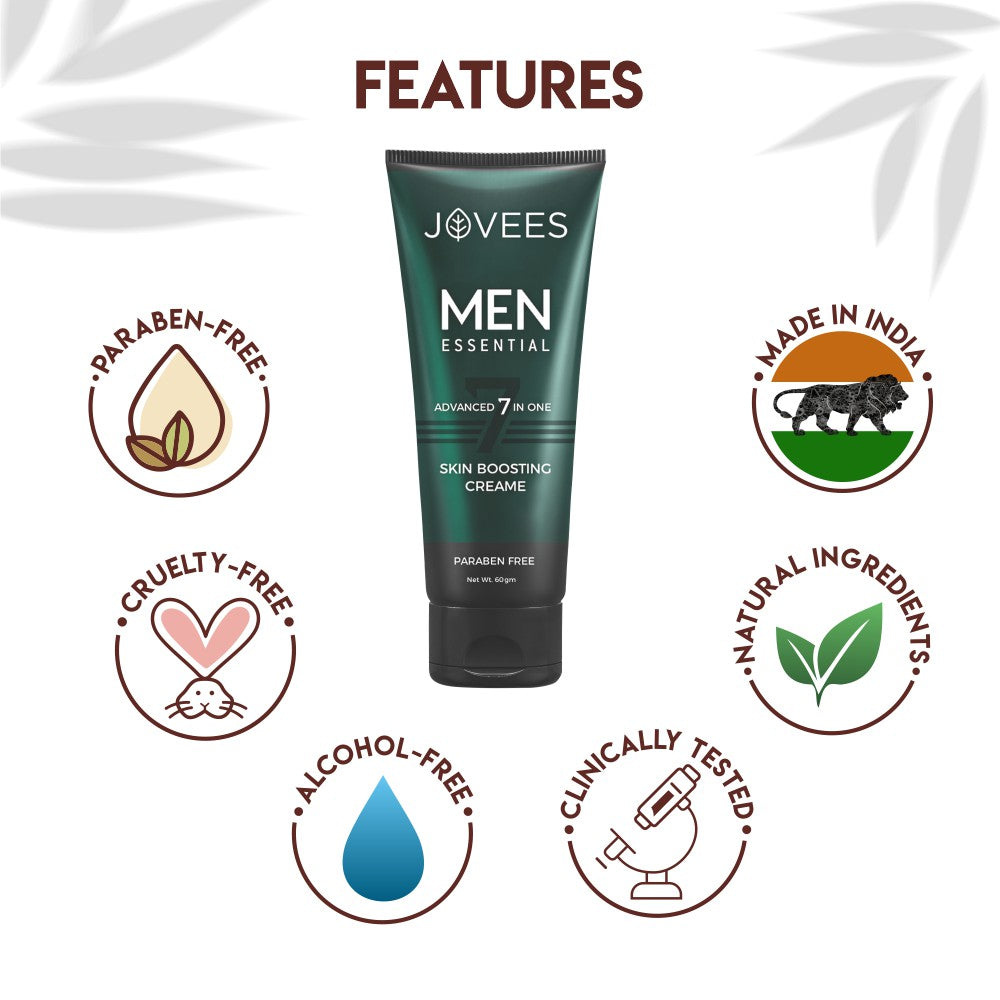 Jovees Herbal Men Advanced 7 in 1 Skin Boosting Cream 60Gm Brighten Even Tone Non Greasy Fast Absorbing