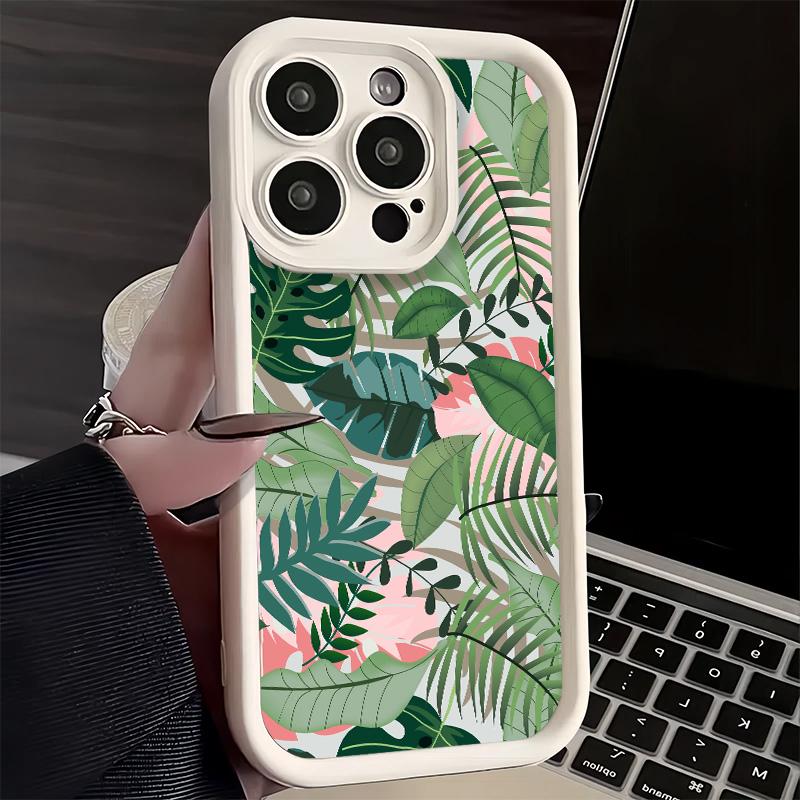 Phone Case for iPhone 17 Air 16E 15 16 Pro Max Summer Plants Green Leaf Cover 14 Plus 13 12 Mini Soft Shell Silicone Fundas