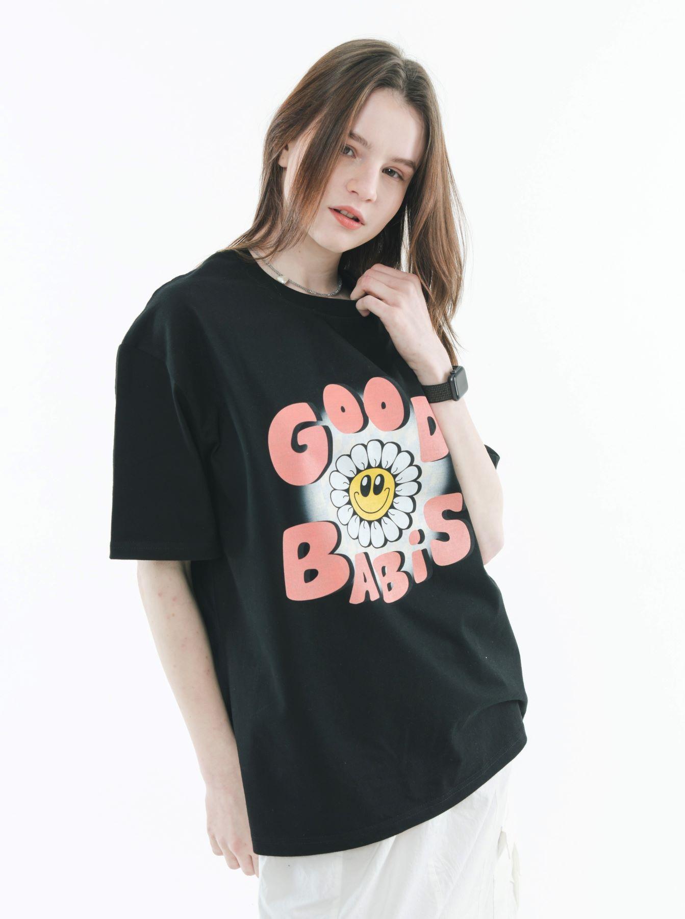 Bajubiju Good Babis Graphic Over Fit Tee [Black] L