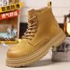 2025 Thick-soled Zipper Martin Boots Hole Boots Pigskin Breathable Lace-up Versatile Wide-headed Comfortable Mid-top Men's Shoes