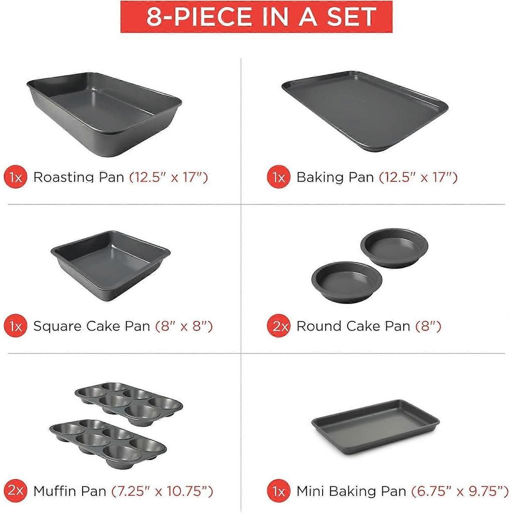 Home Set of 8 Durable Non-Stick Carbon Steel Baking Bricks for Easy Storage