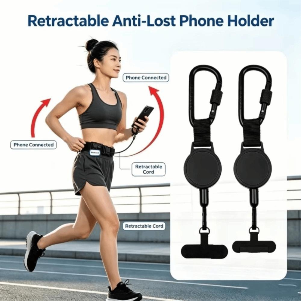Heavy Duty Retractable Phone Lanyard Steel Cable 360 Rotation Retractable Cellphone Strap Retractable Design Belt Clip