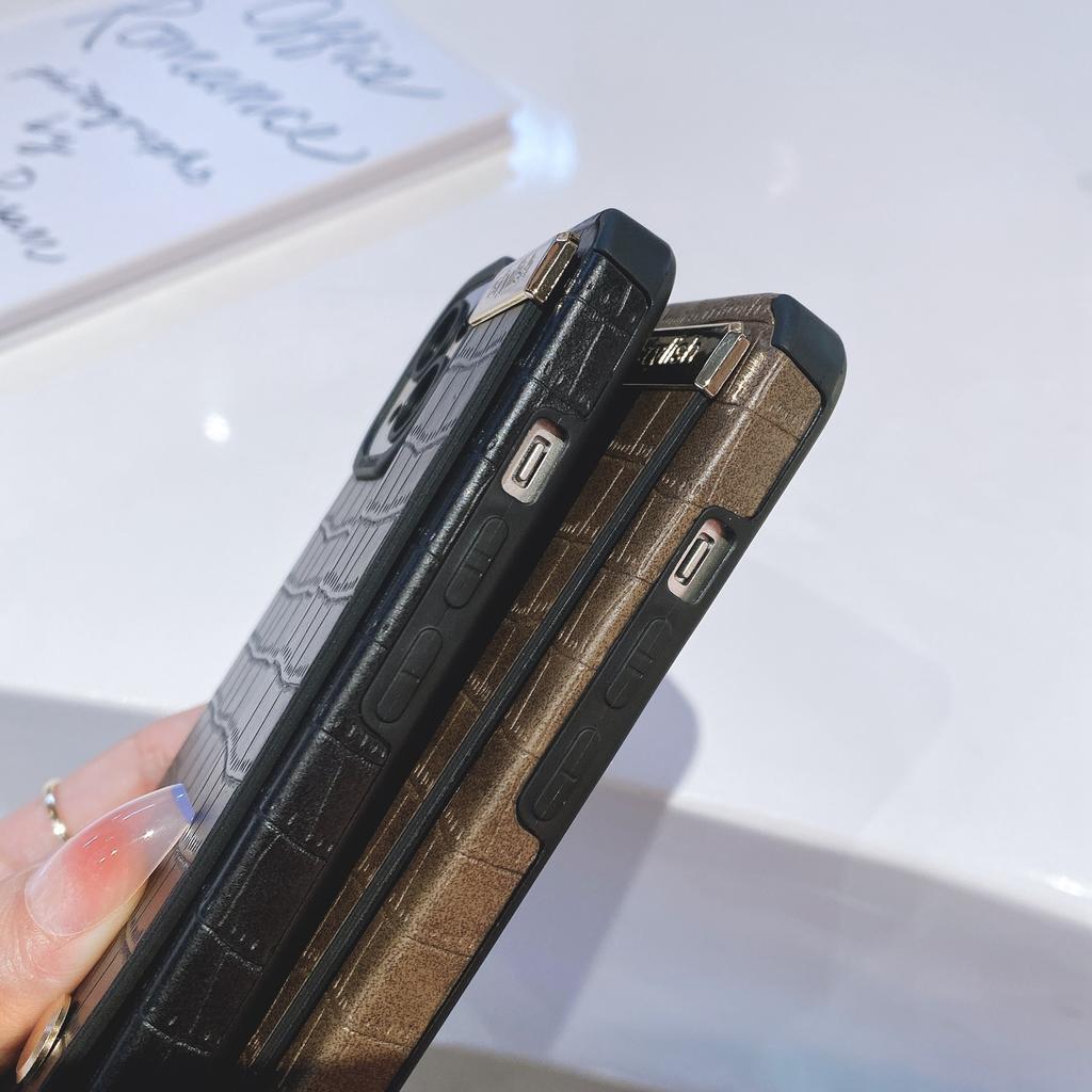 For iPhone 14 Plus Case Crocodile Texture Leather+TPU Phone Cover with Wristband Kickstand